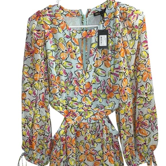 Maje Cutout Floral Georgette Midi Dress NWT Size 38 (M) & 40 (L) Designer - Picture 8 of 16